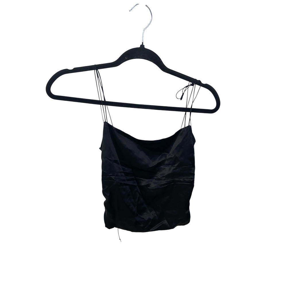 Reformation Black Linen Cowl Neck Camisole Smocked Back Cami Top Size 4